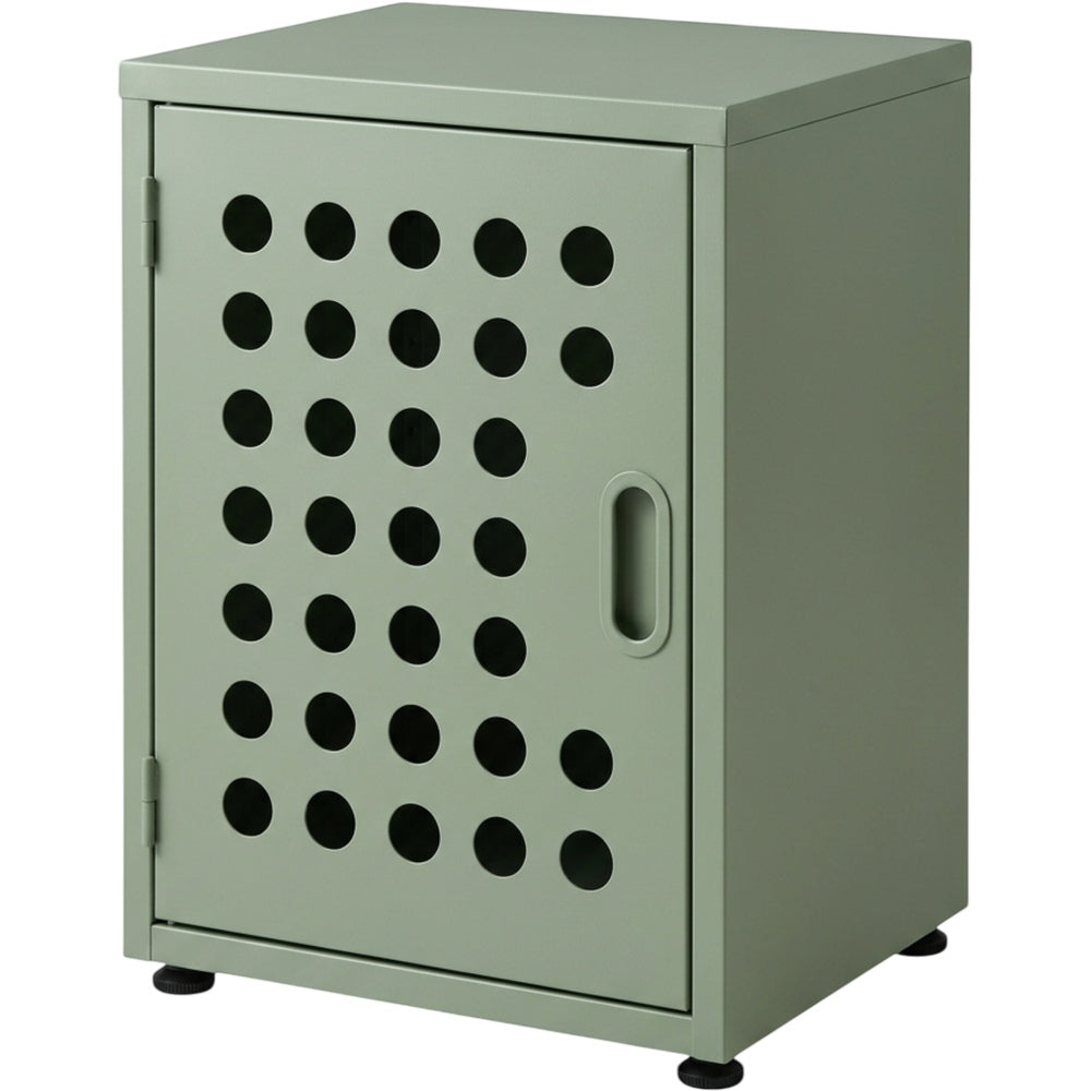 Zndwk Perforated Steel Bedside Cabinet with One Door Sage - Product view