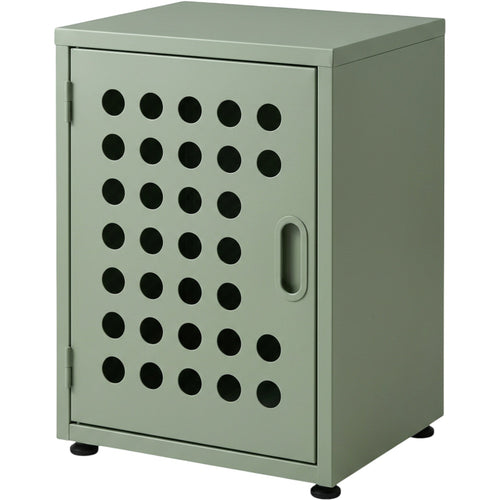 Zndwk Perforated Steel Bedside Cabinet with One Door Sage - Product view