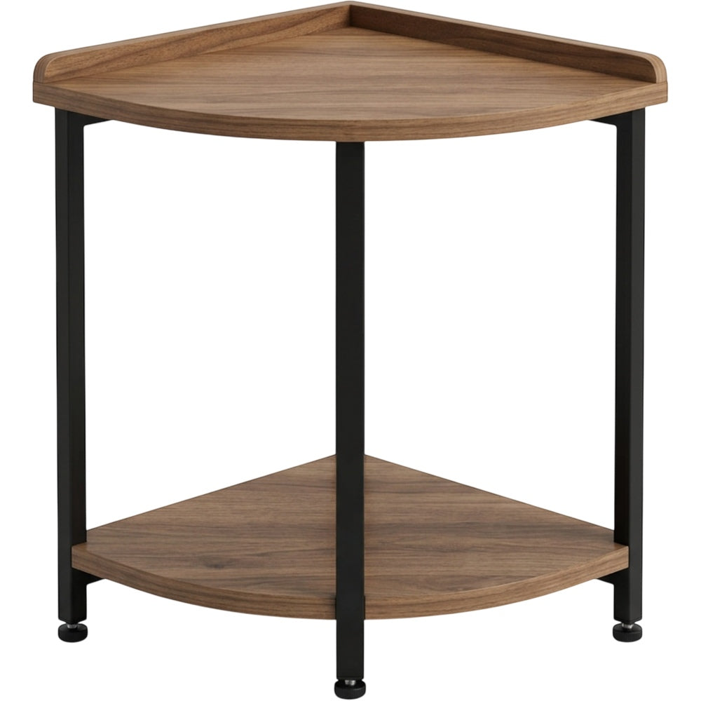 Zndwk Triangular Two-Tier Corner Bedside Table Walnut Black - Product view