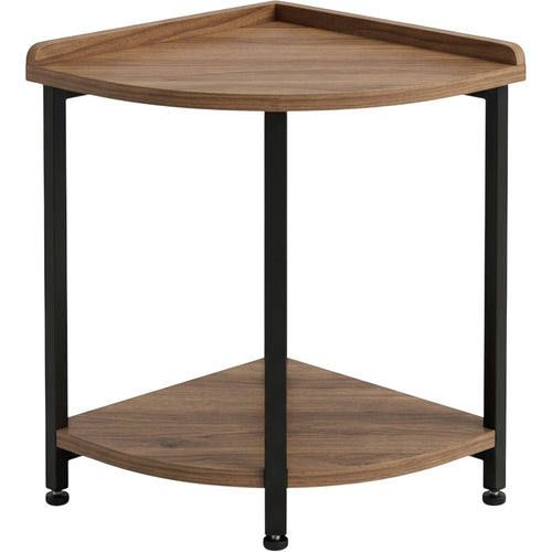 Zndwk Triangular Two-Tier Corner Bedside Table Walnut Black - Product view
