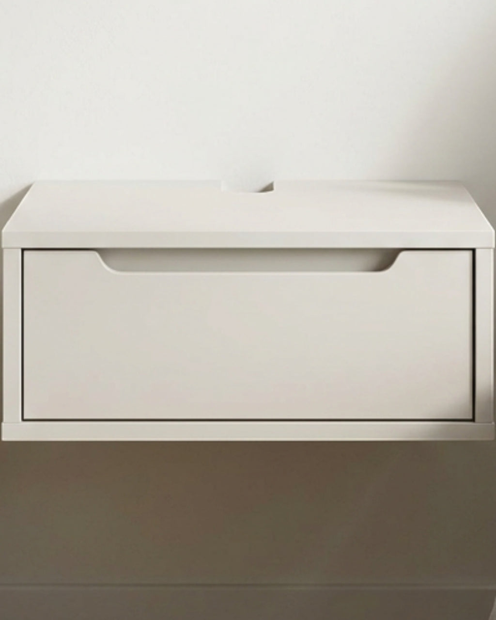 Zndwk Wall-Mounted Floating Nightstand with Drawer 45 cm Ash White - Lifestyle view