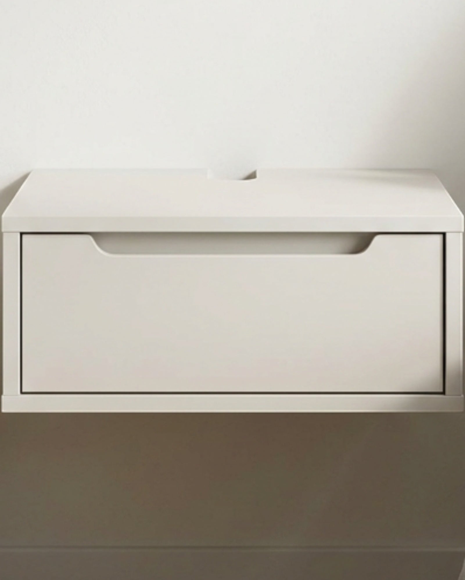 Zndwk Wall-Mounted Floating Nightstand with Drawer 45 cm Ash White - Lifestyle view